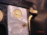 Colt 1908,25auto,Vest pocket,fully engraved by Flannery,reblued with 24K accents,made 1915,pearlite grips,a work of art,1 of a kind !! - 10 of 15