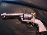 Colt SAA 2nd Gen.,45LC,fully engraved by Brian Mears,refinished nickel & 24K gold accents,real Ivory grips,4 3/4