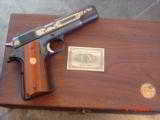 Colt Series 70,45acp,LAPD Commemorative,24k engraved,custom grips,& fitted wood case with brass plate,looks unfired !! - 2 of 15