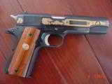 Colt Series 70,45acp,LAPD Commemorative,24k engraved,custom grips,& fitted wood case with brass plate,looks unfired !! - 1 of 15