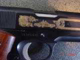 Colt Series 70,45acp,LAPD Commemorative,24k engraved,custom grips,& fitted wood case with brass plate,looks unfired !! - 7 of 15