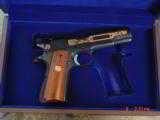 Colt Series 70,45acp,LAPD Commemorative,24k engraved,custom grips,& fitted wood case with brass plate,looks unfired !! - 5 of 15