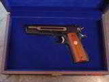 Colt Series 70,45acp,LAPD Commemorative,24k engraved,custom grips,& fitted wood case with brass plate,looks unfired !! - 4 of 15