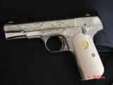 Colt 1903 hammerless,32 cal,master engraved by S.Leis,refinished nickel,1915,bonded ivory grips,awesome showpiece !! - 15 of 15