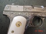 Colt 1908 380 hammerless,Master engraved by S.Leis,nickel refinished,certificate,bonded ivory grips,a work of art !! rare - 8 of 11