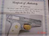 Colt 1908 380 hammerless,Master engraved by S.Leis,nickel refinished,certificate,bonded ivory grips,a work of art !! rare - 5 of 11