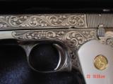 Colt 1908 380 hammerless,Master engraved by S.Leis,nickel refinished,certificate,bonded ivory grips,a work of art !! rare - 3 of 11
