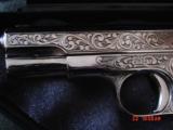 Colt 1908 380 hammerless,Master engraved by S.Leis,nickel refinished,certificate,bonded ivory grips,a work of art !! rare - 6 of 11