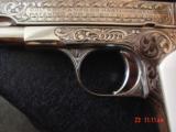 Colt 1908,380 hammerless,master engraved & refinished nickel by S.Leis,made 1929,faux ivory grips,certificate,awesome 1 of a kind !! - 8 of 15
