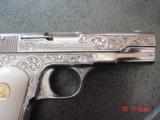Colt 1908,380 hammerless,master engraved & refinished nickel by S.Leis,made 1929,faux ivory grips,certificate,awesome 1 of a kind !! - 12 of 15