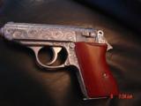 Walther/Interarms PPK 380,fully engraved & polished by Flannery Engraving,custom Rosewood grips,2 mags,box & manual-1 of a kind showpiece-awesome !! - 1 of 15