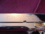 Colt Government 38 Super,fully refinished nickel with 24K gold accents,done May 2016,Pearlite grips,2 mags,1 is gold,unfired in case with manual, - 6 of 15