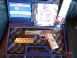 Colt Government 38 Super,fully refinished nickel with 24K gold accents,done May 2016,Pearlite grips,2 mags,1 is gold,unfired in case with manual, - 7 of 15