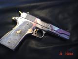 Colt Government 38 Super,fully refinished nickel with 24K gold accents,done May 2016,Pearlite grips,2 mags,1 is gold,unfired in case with manual, - 14 of 15