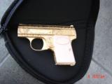Browning Baby 25 auto,fully engraved & 24K Gold plated by Flannery,made 1967,awesome tiny work of art !! - 6 of 15