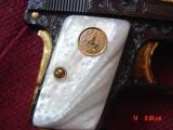 Colt 1905,25cal,Vest Pocket,fully engraved,re-blued & 24k gold accents by Flannery engraving,hammerless,made in 1918,awesome work of art !! - 4 of 15