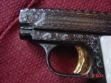 Colt 1905,25cal,Vest Pocket,fully engraved,re-blued & 24k gold accents by Flannery engraving,hammerless,made in 1918,awesome work of art !! - 5 of 15