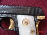 Colt 1905,25cal,Vest Pocket,fully engraved,re-blued & 24k gold accents by Flannery engraving,hammerless,made in 1918,awesome work of art !! - 6 of 15