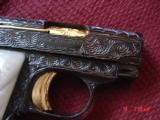 Colt 1905,25cal,Vest Pocket,fully engraved,re-blued & 24k gold accents by Flannery engraving,hammerless,made in 1918,awesome work of art !! - 2 of 15