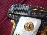 Colt 1905,25cal,Vest Pocket,fully engraved,re-blued & 24k gold accents by Flannery engraving,hammerless,made in 1918,awesome work of art !! - 3 of 15