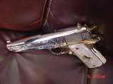 Colt Government 1911,series 80,Master Engraved & refinished in nickel & 24k gold,2 mags,never fired,awesome showpiece !! - 11 of 15