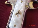 Colt Government 1911,series 80,Master Engraved & refinished in nickel & 24k gold,2 mags,never fired,awesome showpiece !! - 2 of 15