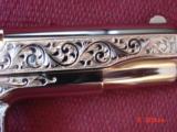 Colt Government 1911,series 80,Master Engraved & refinished in nickel & 24k gold,2 mags,never fired,awesome showpiece !! - 5 of 15