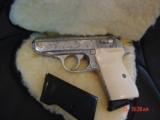 Walther PPK 380,fully Flannery Engraved & polished,faux ivory grips,Walther pouch,box,& manual,1970&s,awesome work of art !! - 6 of 15