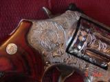 Smith & Wesson 686-3,3"barrel,7 shots,fully deep engraved & polished by Flannery Engraving,Rosewood grips,box & manual,awesome one of a kind,show - 6 of 15