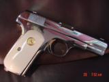Colt 1903,32 Cal,hammerless,fully refinished in bright mirror nickel with 24K gold accents,& bonded ivory grips,made in 1919- awesome showpiece !! - 15 of 15