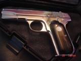 Colt 1903 hammerless,32 caliber,fully refinished in bright mirror nickel,real Ox Horn grips,made in 1920,grip safety,awesome showpiece-nicer in person - 11 of 15