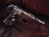 Colt 1903 hammerless,32 caliber,fully refinished in bright mirror nickel,real Ox Horn grips,made in 1920,grip safety,awesome showpiece-nicer in person - 14 of 15