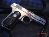Colt 1903 hammerless,32 caliber,fully refinished in bright mirror nickel,real Ox Horn grips,made in 1920,grip safety,awesome showpiece-nicer in person - 12 of 15