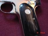 Colt 1903 hammerless,32 caliber,fully refinished in bright mirror nickel,real Ox Horn grips,made in 1920,grip safety,awesome showpiece-nicer in person - 2 of 15