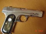 Colt 1903 hammerless,32 caliber,fully refinished in bright mirror nickel,real Ox Horn grips,made in 1920,grip safety,awesome showpiece-nicer in person - 9 of 15
