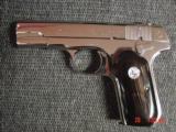 Colt 1903 hammerless,32 caliber,fully refinished in bright mirror nickel,real Ox Horn grips,made in 1920,grip safety,awesome showpiece-nicer in person - 7 of 15