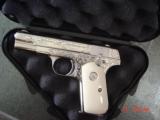 Colt 1903,32 caliber made in 1914 ! master engraved by S.Leis & refinished in bright nickel,bonded ivory grips,certificate,awesome showpiece !! - 11 of 15