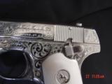 Colt 1903,32 caliber made in 1914 ! master engraved by S.Leis & refinished in bright nickel,bonded ivory grips,certificate,awesome showpiece !! - 7 of 15