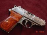 Walther PPK/S-Interarms 380 auto,fully hand engraved & polished by Flannery Engraving,Rosewood grips,certificate,2 mags,box,& papers-awesome !!! - 2 of 15
