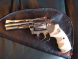Colt Diamondback 38 special,4",fully refinished in bright mirror nickel,with 24k gold accents & custom bonded ivory grips-made 1978,awesome showp - 12 of 15