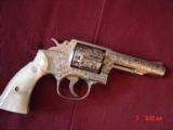 Smith & Wesson 10-6 38SPL 4" fully refinished in bright nickel & engraved by Flannery Engraving,Pearlite grips,1 of a kind work of art & certific - 5 of 15