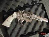 Smith & Wesson 10-6 38SPL 4" fully refinished in bright nickel & engraved by Flannery Engraving,Pearlite grips,1 of a kind work of art & certific - 14 of 15