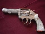 Smith & Wesson 10-6 38SPL 4" fully refinished in bright nickel & engraved by Flannery Engraving,Pearlite grips,1 of a kind work of art & certific - 15 of 15