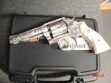 Smith & Wesson 10-6 38SPL 4" fully refinished in bright nickel & engraved by Flannery Engraving,Pearlite grips,1 of a kind work of art & certific - 13 of 15