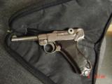 Luger-German circa 1923, 7.65 caliber [30] 3 1/2" older refinished nickel,custom black Pearlite grips with wood trim,clean bore, 1 mag. - 15 of 15