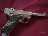 Luger-German circa 1923, 7.65 caliber [30] 3 1/2" older refinished nickel,custom black Pearlite grips with wood trim,clean bore, 1 mag. - 5 of 15