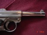 Luger-German circa 1923, 7.65 caliber [30] 3 1/2" older refinished nickel,custom black Pearlite grips with wood trim,clean bore, 1 mag. - 2 of 15