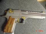 Magnum Research Desert Eagle 50AE,rare 25th Anniversary #8 of 250,titanium silver/gold accents,unfired in original case,& wood pres case. awesome !! - 12 of 15
