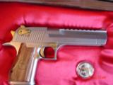 Magnum Research Desert Eagle 50AE,rare 25th Anniversary #8 of 250,titanium silver/gold accents,unfired in original case,& wood pres case. awesome !! - 2 of 15