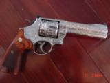 Smith & Wesson 629-6 5" 44 mag Fully engraved by Flannery & polished,Rosewood grips,certificate,awesome showpiece !! - 5 of 15